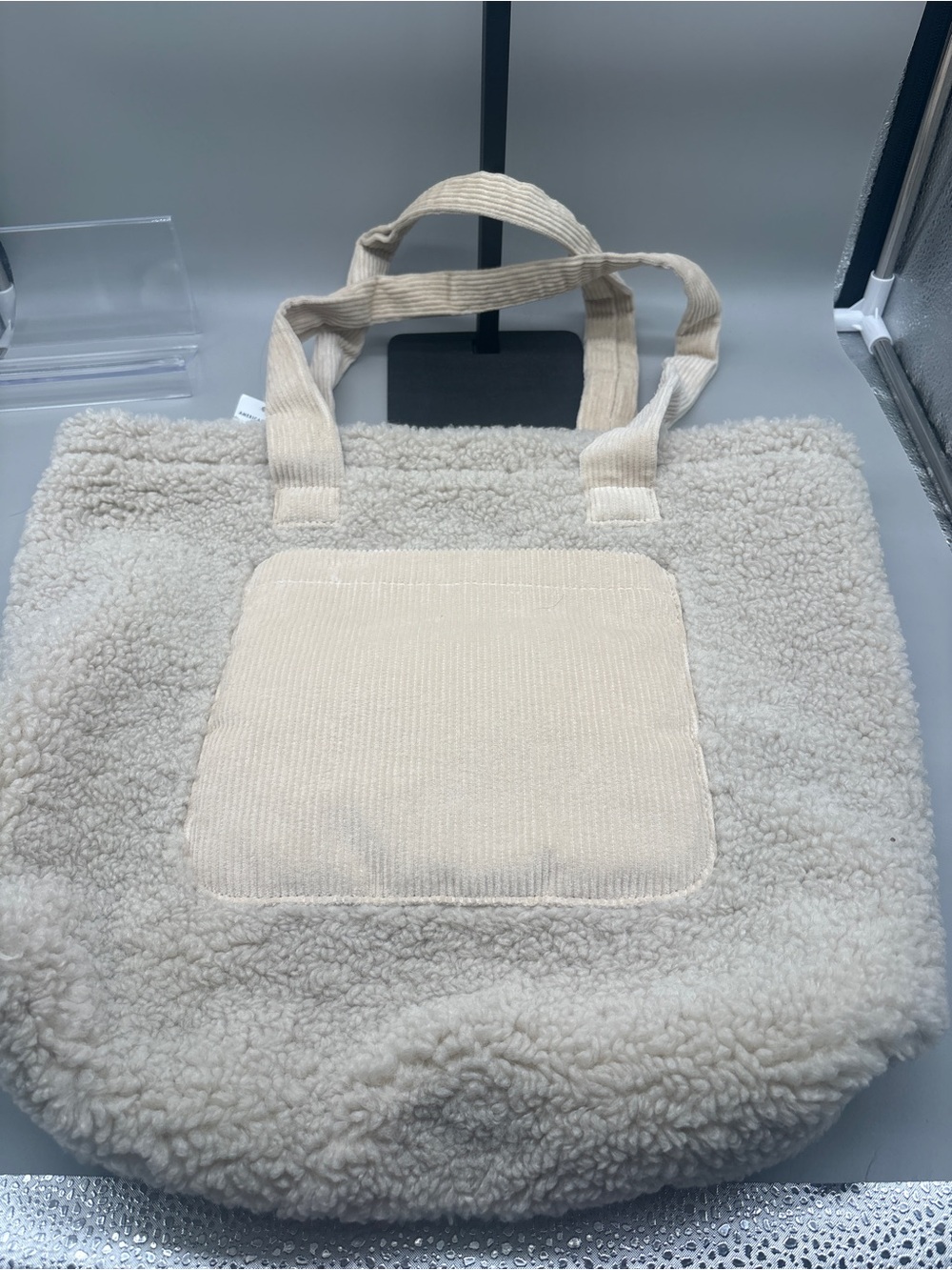 American Eagle Cream Sherpa Tote Bag